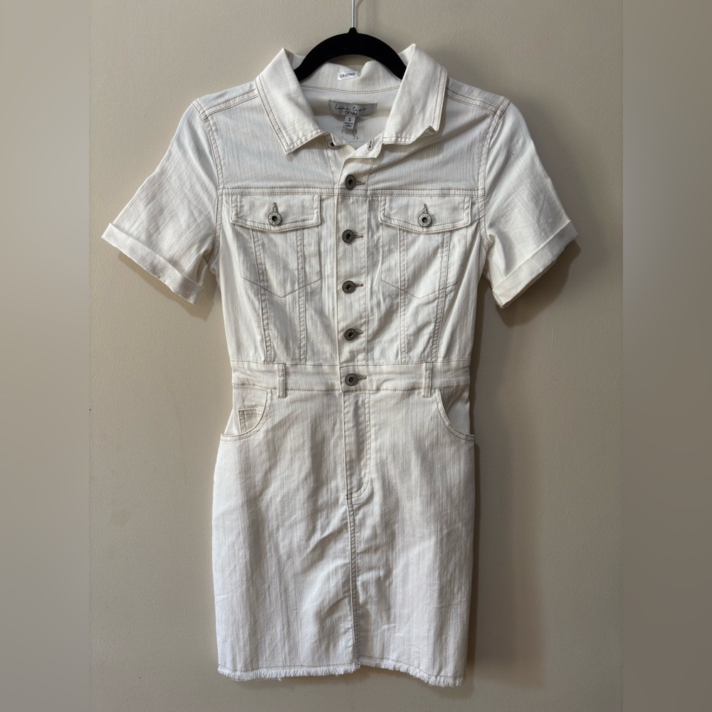🌸Love Tree Cream Denim Button-Up Dress